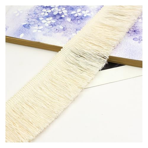 Rockreyoa 5cm Baumwolle Fransenband Fransenborte Quaste Dekoband Schnittfranse Spitzenband Fringe HäKelband Zierband für Kleidung Kostüme DIY Nähen Gardinen Lampenschirm Wohnaccessoires Beige 20M von Rockreyoa