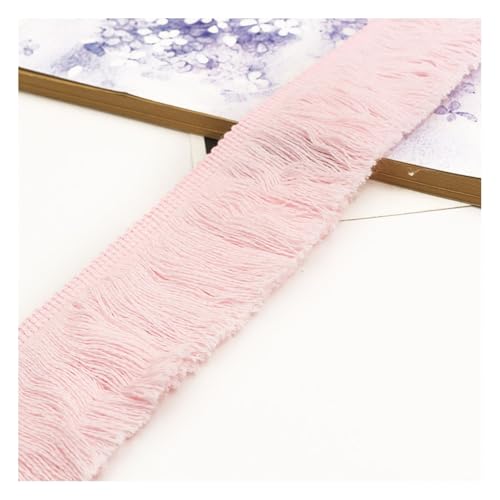 Rockreyoa 5cm Baumwolle Fransenband Fransenborte Quaste Dekoband Schnittfranse Spitzenband Fringe HäKelband Zierband für Kleidung Kostüme DIY Nähen Gardinen Lampenschirm Wohnaccessoires Rosa 20M von Rockreyoa