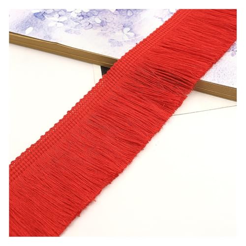 Rockreyoa 5cm Baumwolle Fransenband Fransenborte Quaste Dekoband Schnittfranse Spitzenband Fringe HäKelband Zierband für Kleidung Kostüme DIY Nähen Gardinen Lampenschirm Wohnaccessoires Rot 20M von Rockreyoa