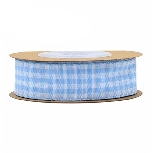 Rockreyoa 5m Kariertes Band Gingham Band Plaid Ribbon Gingham Band Karoband Gingham Trim Picknickband Weihnachtsband Geschenkband Dekoband Schleifenband Stoffband Verpackungsbänder Blau 10MM von Rockreyoa