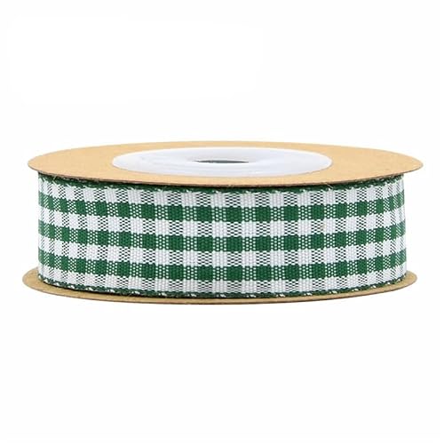 Rockreyoa 5m Kariertes Band Gingham Band Plaid Ribbon Gingham Band Karoband Gingham Trim Picknickband Weihnachtsband Geschenkband Dekoband Schleifenband Stoffband Verpackungsbänder Grün 10MM von Rockreyoa