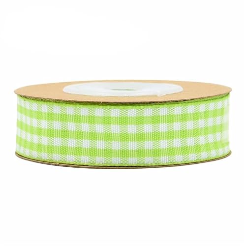 Rockreyoa 5m Kariertes Band Gingham Band Plaid Ribbon Gingham Band Karoband Gingham Trim Picknickband Weihnachtsband Geschenkband Dekoband Schleifenband Stoffband Verpackungsbänder Hellgrün 10MM von Rockreyoa