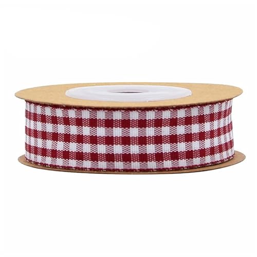 Rockreyoa 5m Kariertes Band Gingham Band Plaid Ribbon Gingham Band Karoband Gingham Trim Picknickband Weihnachtsband Geschenkband Dekoband Schleifenband Stoffband Verpackungsbänder Rot# 10MM von Rockreyoa