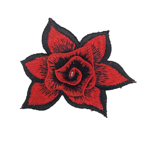 Rockreyoa Blume Patches Blumen-Applikation Florale Aufnäher Bügelflicken Applikationen Gestickte Blumenapplikation Aufbügler Patches Flicken Bügel Patches Stickerei-Aufnäher Für Hut Rot#2 10 Stück von Rockreyoa