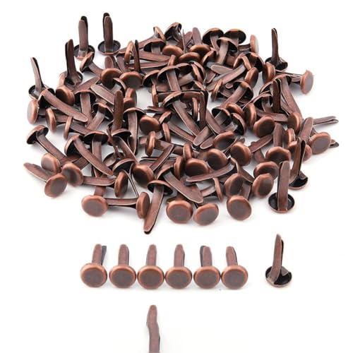 Rockreyoa Doppelte Nägel Brads Mini Musterklammern Metall Verschlussklammern Bunte Rundkopfklammern Papierverschlüsse Bastelklammern für DIY Scrapbooking Basteln Bronze 50 Stück von Rockreyoa