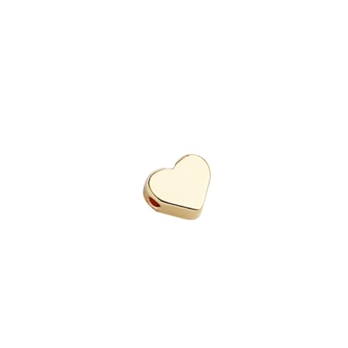 Rockreyoa Messing Herz Perlen Langlebige Vergoldete Herz-Abstandsperlen Herz Anhänger Basteln 18K Kleines Loch Vergoldete Herz Metall Lose Perlen Für DIY-Halskette, Armband 14k 10 * 10mm (60 Stück) von Rockreyoa