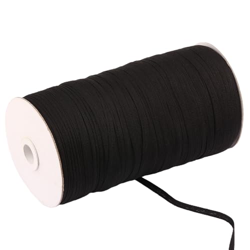 Rockreyoa Polyester-Band Flaches Gurtband T-Shirt Band Twill-Band Einfarbige Band unfruchtbar Ribbon Band Crochet Yarn Makramee Häkeln Weben Häkelgarn Band Baumwoll-Webbing Band 20m #Schwarz 5mm von Rockreyoa