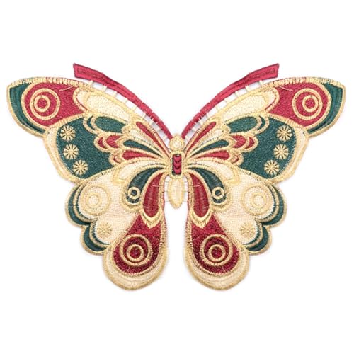 Rockreyoa Schmetterling Patches Bestickt Aufnäher Stickerei Applikation zum Aufnähen Häkelspitze Patch Dekorative Applique Flicken für Basteln Taschen Kleidung Tischtuch Dekorieren Rötliches Braun von Rockreyoa