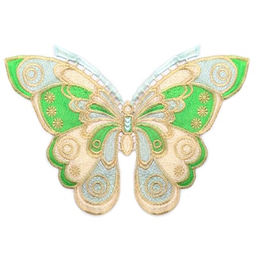 Rockreyoa Schmetterling Patches Bestickt Aufnäher Stickerei Applikation zum Aufnähen Häkelspitze Patch Dekorative Applique Flicken für Basteln Taschen Kleidung Tischtuch Dekorieren grün von Rockreyoa