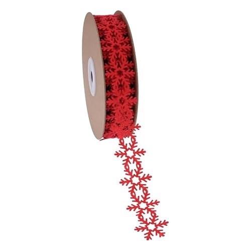 Rockreyoa Weihnachtsbänder Schnee Weihnachtsbänder Weihnachten Schneeflocken Band Christmas Ribbon Schneeflockenband Schleifenband Dekorative Bänder Verpackungsband Geschenkband 25mm Rot 10 Yard von Rockreyoa