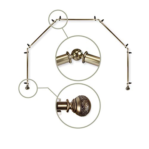 Rod Desyne 13/16" Nathan 5-Sided Gardinenstange für Erkerfenster, Stahl, Antik Messing von Rod Desyne