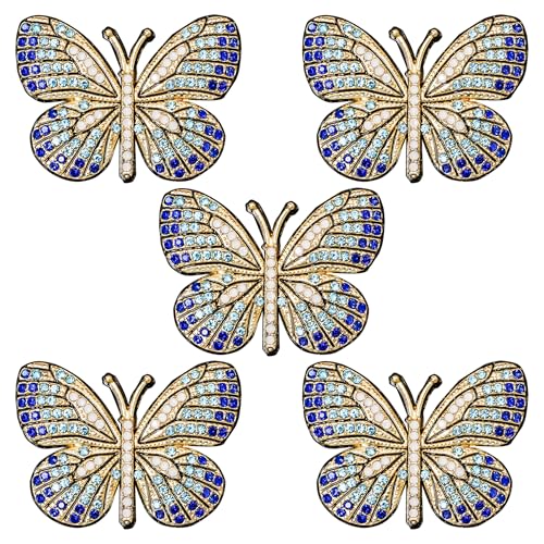 6 Stück Legierung Full Strass Schmetterling Ornament Patch Flach Boden Handwerk DIY Zubehör Auto Klimaanlage Outlet Dekorative Kleidung Kleid Home Decor Verzierung (Blau) von Rodvanvo