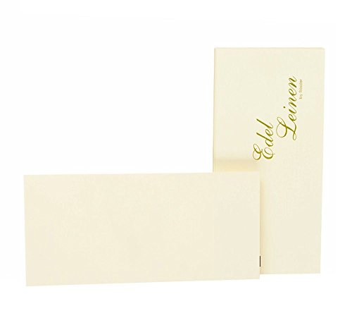 Rössler 2051705802 - Edel Leinen - Einzelkarten-Pack DIN lang, 20 Stück, ivory von Rössler Papier