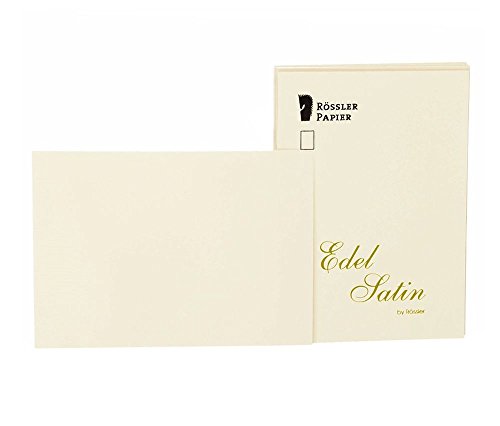 Rössler 2052838004 - Edel Satin - Kartenpack, DIN A6, 20 Stück, glatt/ivory von Rössler Papier