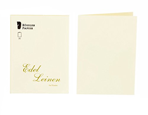 Rössler Papier 2160705802 - Edel Leinen - Doppelkarten-Pack DIN A6, 20 Stück, ivory von Rössler Papier