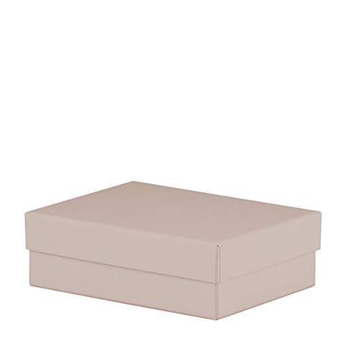 Rössler Geschenkbox mit Deckel | Box mit Deckel | Geschenkbox Geburtstag | Karton mit Deckel | Geschenk Box | Geschenkkarton mit Deckel | Maße: 140x190x60mm | Farbe: Taupe metallic von Rössler Papier