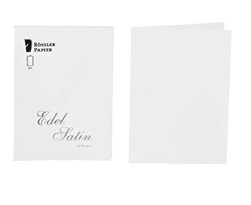 Rössler Papier 2160838001 - Edel Satin - Kartenpack, A6hd, 20 Stück, glatt/weiß von Rössler Papier