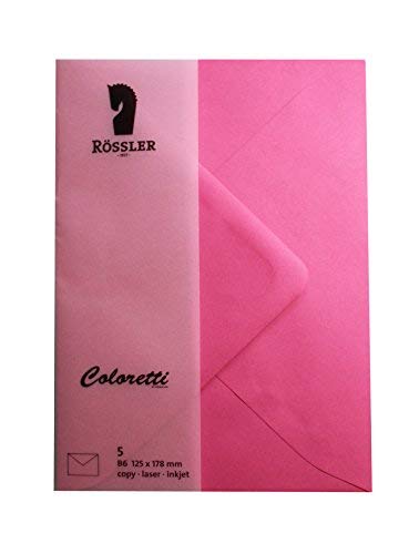 Rössler Papier Coloretti Briefumschläge - B6, 5 Stück, pink; Packungsinhalt: 5 Stück von Rössler Papier