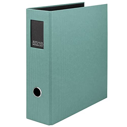 Rössler SOHO Ordner a4 mit Rückenschild | Aktenordner | Schreibtisch-Organizer | Büro organizer | Büro Zubehör | Ordnungssystem | 80x285x320mm (BxTxH) | 1 Stück | Farbe: Grün | Blau | Opal von Rössler Papier