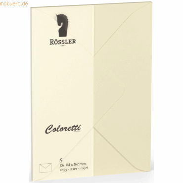 Rössler Briefumschläge Coloretti VE=5 Stück C6 creme von Rössler