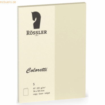 10 x Rössler Doppelkarte Coloretti A7 hoch VE=5 Stück creme von Rössler