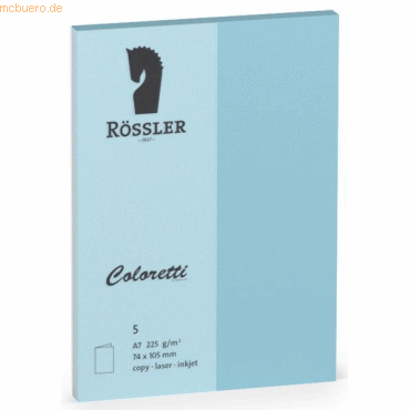 10 x Rössler Doppelkarte Coloretti A7 hoch VE=5 Stück himmelblau von Rössler