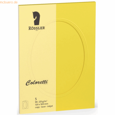 10 x Rössler Passepartoutkarte Coloretti B5 oval VE=5 Stück goldgelb von Rössler