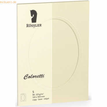 10 x Rössler Passepartoutkarte Coloretti B5 oval VE=5 Stück creme von Rössler