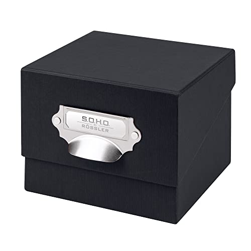 Rössler SOHO Foto Aufbewahrungsbox | Fotobox Aufbewahrungsbox mit Deckel | Organizer Box | Visitenkarten Aufbewahrung | Boxen Aufbewahrung | Storage Boxes | 17x15x13 cm | 1 Stück | Farbe: Schwarz von Rössler