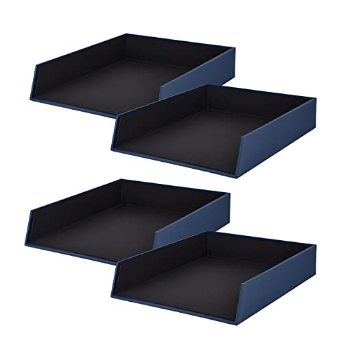 Rössler Papier 1335452900-4 - S.O.H.O Ablagekorb für DIN A4, Navy, 4 Stück, Ablagefächer stapelbar, Briefablage 26 x 6 x 32 cm von Rössler Papier