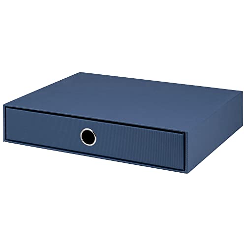 Rössler SOHO 1er Schubladenbox aus Papier | Büro Organizer Schreibtisch | Schubladen Organizer Büro Zubehör & Bürobedarf | Schreibtisch Organizer Box | 34 x 25 x 7 cm | 1 Stück | Farbe: Blau | Navy von Rössler Papier