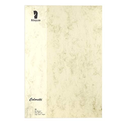 Rössler 220701506 - Coloretti Briefpapier, 80g/m², DIN A4, chamois marmora, 10 Blatt von Rössler