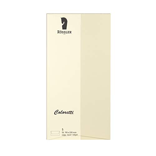 Rössler 220702512 - Coloretti Briefumschläge, 80 g/m², DIN lang, creme, 5 Stück von Rössler