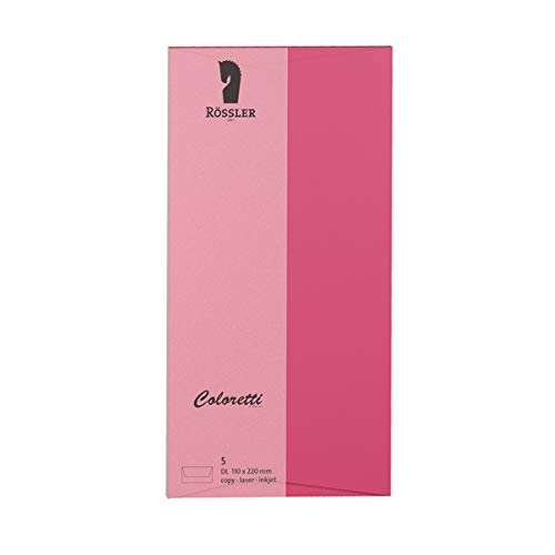 Rössler 220702554 - Coloretti Briefumschläge, 80 g/m², DIN lang, pink, 5 Stück von Rössler