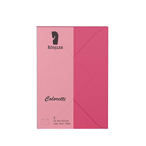 Rössler 220705554 - Coloretti Briefumschläge, 80 g/m², DIN C6, pink, 5 Stück von Rössler