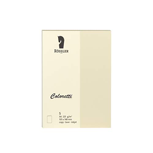 Rössler 220706512 - Coloretti Karten, 220 g/m², DIN A6 hd, creme, 5 Stück von Rössler