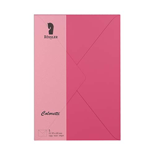 Rössler 220711554 - Coloretti Briefumschläge, 80 g/m², C5, pink, 5 Stück von Rössler