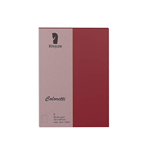 Rössler 220719572 - Coloretti Karten, 220 g/m², DIN B6 hd, rosso, 5 Stück von Rössler