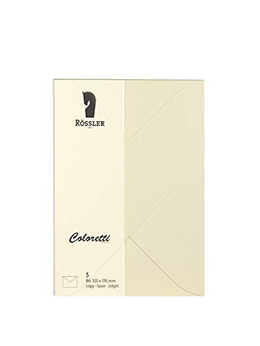 Rössler 220720512 - Coloretti Briefumschläge, 80 g/m², DIN B6, creme, 5 Stück von Rössler