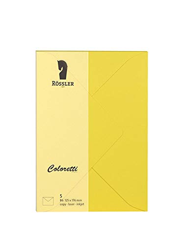 Rössler 220720543 - Coloretti Briefumschläge, 80 g/m², DIN B6, goldgelb, 5 Stück von Rössler