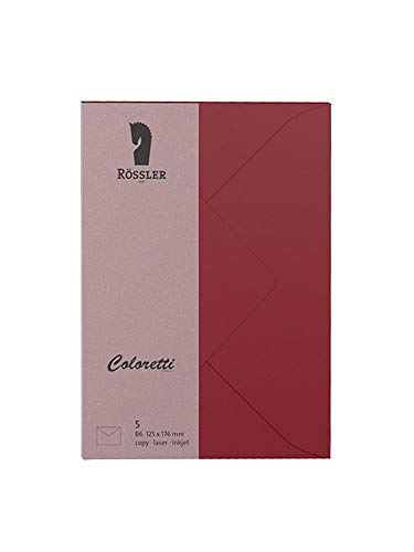 Rössler 220720572 - Coloretti Briefumschläge, 80 g/m², DIN B6, rosso, 5 Stück von Rössler