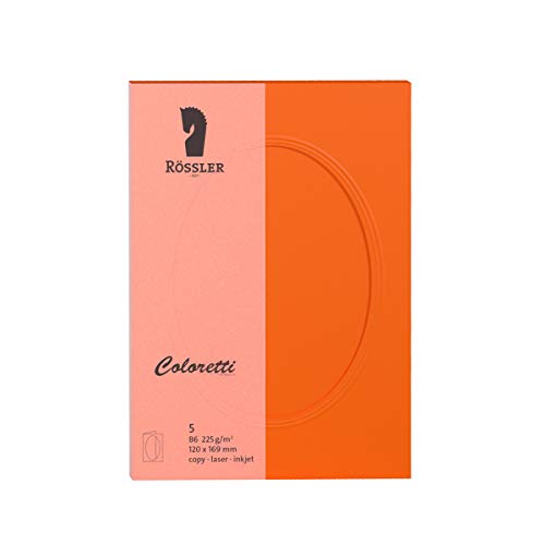 Rössler 220732521 Coloretti Passepartoutkarte B6, 5 Stück, Apfelsine von Rössler