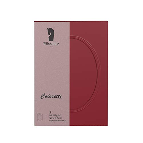 Rössler 220732572 - Coloretti Karten, DIN B6, Passepartout oval, rosso, 5 Stück von Rössler