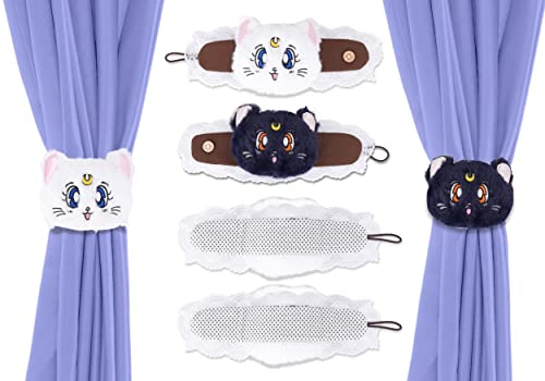 Roffatide Anime Sailor Mond 2PCS Nette Luna Artemis Katze Vorhang Tiebacks Cartoon Bären gestickte Katzen Form Wohnzimmer Schlafzimmer von Roffatide