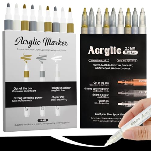 Acrylstifte für Steine Wasserfest 18er Pack Permanent Marker Acrylstifte Wasserfest 2-3mm Mittelspitze für Kunstprojekte Zeichnen Steinmalerei Holz Kunststoff Metall Leinwand DIY Bastelarbeiten von Roinaid