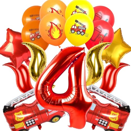 Roinaid Deko Geburtstag Junge Feuerwehr Luftballon Feuerwehr Deko Kindergeburtstag Feuerwehrauto Folienballon Feuerwehr 4 Jahre Alt Kindergeburtstag Dekoration Luftballon Party Für Drinnen Draußen. von Roinaid