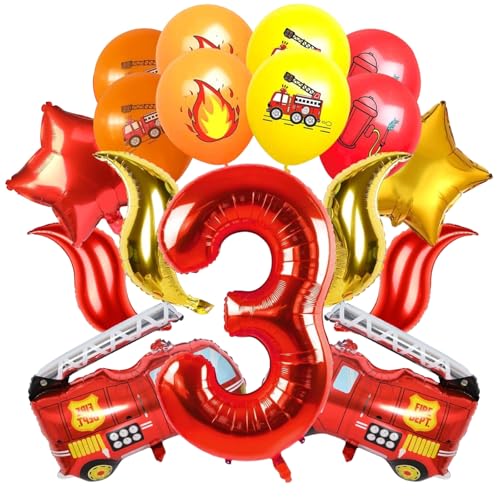 Roinaid Feuerwehr Geburtstag Deko 3 Jahre Feuerwehr Deko Kindergeburtstag Geburtstagsdeko Feuerwehr Feuerwehr Geburtstag Deko, Feuerwehr Luftballon geeignet Als Kindergeburtstagsdekoration. von Roinaid