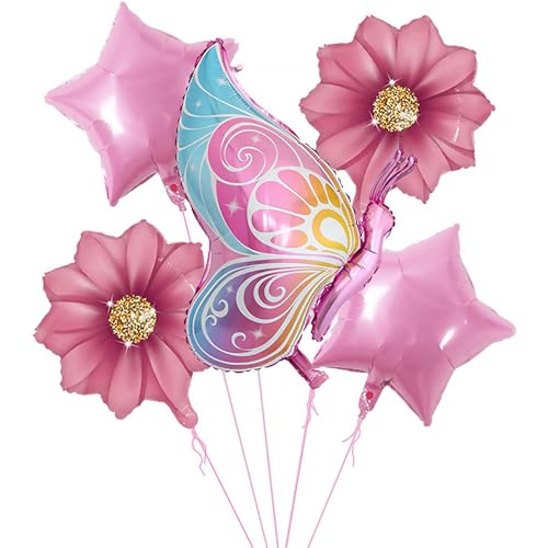 Schmetterling Deko Geburtstag luftballons 5 Stück Schmetterlings Folienballon,Schmetterling Luftballon,Schmetterlings Folienballon Geeignet für Babyparty Hochzeit Taufe Party DIY-Dekoration von Roinaid