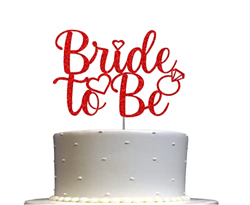 Bride To Be Cake Topper, Engagement Party Dekorationen Ideen, Brautparty, Junggesellinnenabschied, Premium Qualität Dekoration, stabiler doppelseitiger Glitzer, Acrylstab Hergestellt in den USA (rot) von RokAPary