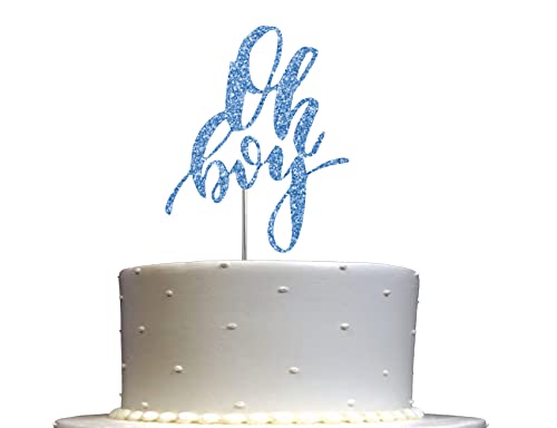 Oh Boy Cake Topper Blauer Glitzer, Babyparty Party Dekoration, Premium Qualität, stabiler doppelseitiger Glitzer, Acrylstab Hergestellt in den USA von RokAPary